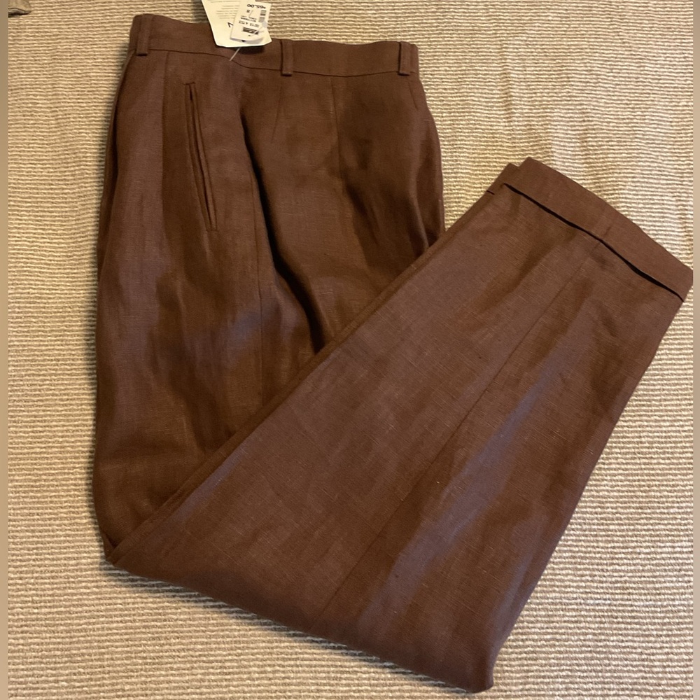 **NEW **Petite Daniel Hechter Brown Linen PANTS